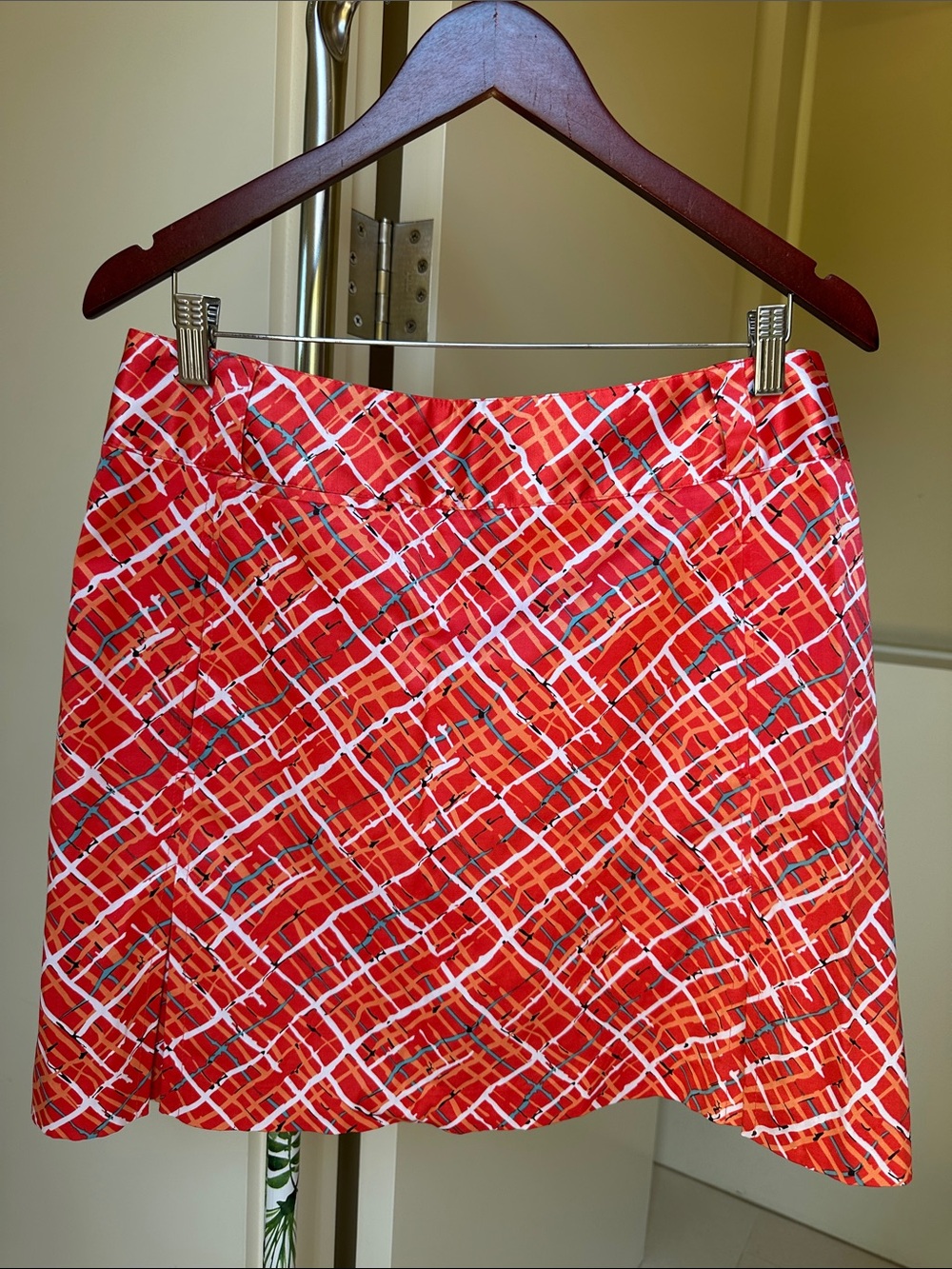 Sport Haley Red Orange Plaid-Style Mini Skirt